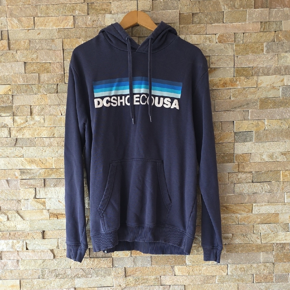 Pullover Hoodie with Blue Stripe Logo